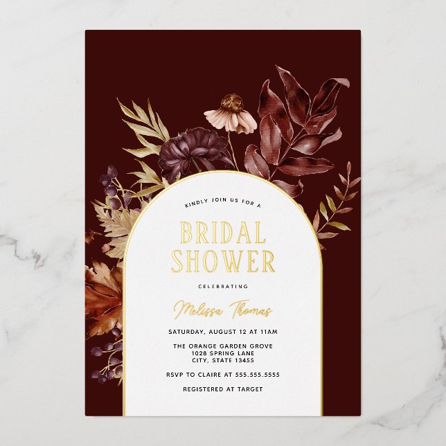 Autumn Arch Bridal Shower Foil Invitation (Front)