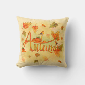 Autumn Art with Hand Lettering Throw Pillow