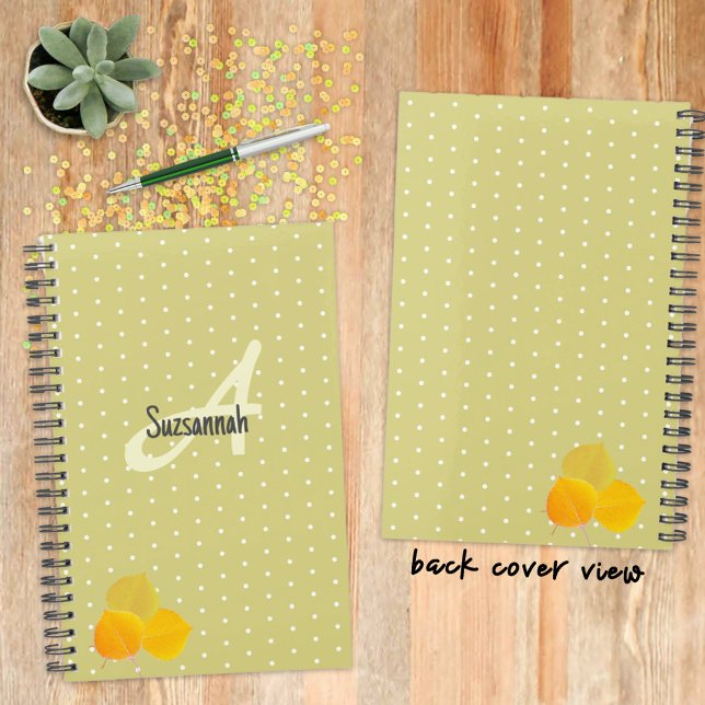 Autumn Aspens Leaves & Monogram Polka Dot Pattern Planner (This  planner can make a sweet gift or for your needs. It's easy to personalize or remove text. )