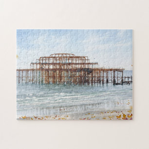 Autumn at Brighton West Pier Watercolour Art Jigsaw Puzzle