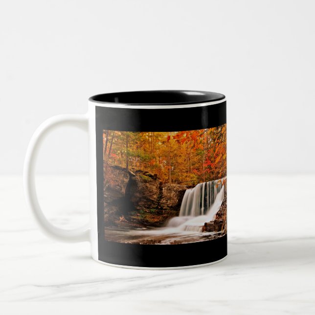 Autumn at Factory Falls Two-Tone Coffee Mug (Left)