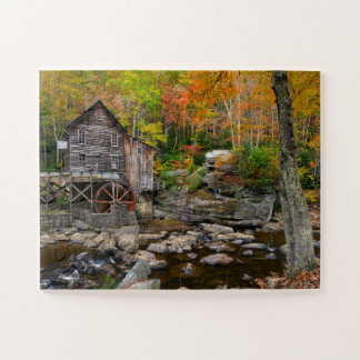 Autumn at Glade Creek Grist Mill in West Virginia Jigsaw Puzzle
