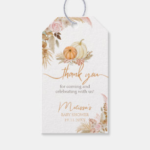 Autumn AuBoho Floral Pumpkin Thank You Favour Gift Tags