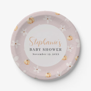 Autumn Baby Fall A Little Pumpkin Baby Shower Paper Plate