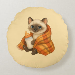 Autumn Baby Shower for Cat Lovers  Round Pillow