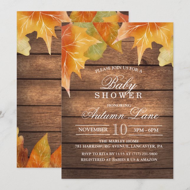 Autumn Baby Shower Invitation (Front/Back)
