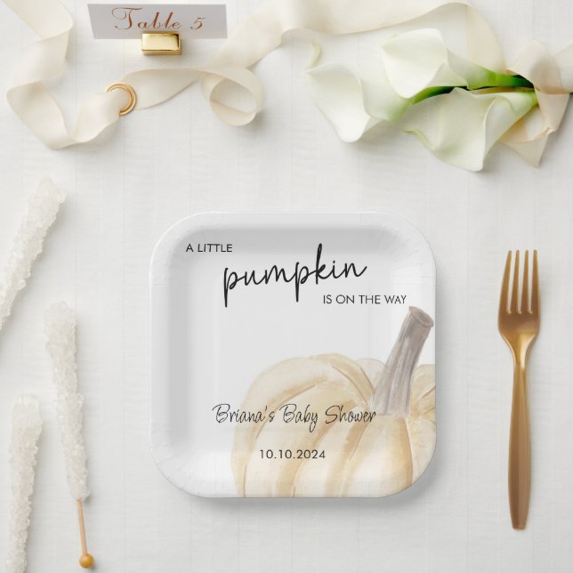 Autumn Baby Shower Little Pumpkin Shower Paper Plate (Wedding)