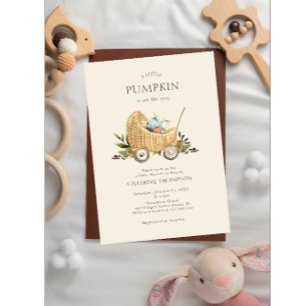Autumn Baby Shower Pumpkin On The Way Invitation