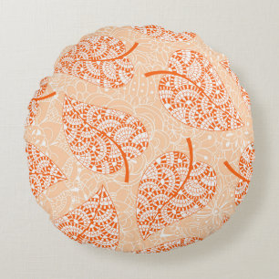 Autumn background. Leaf seamless patternbackground Round Pillow