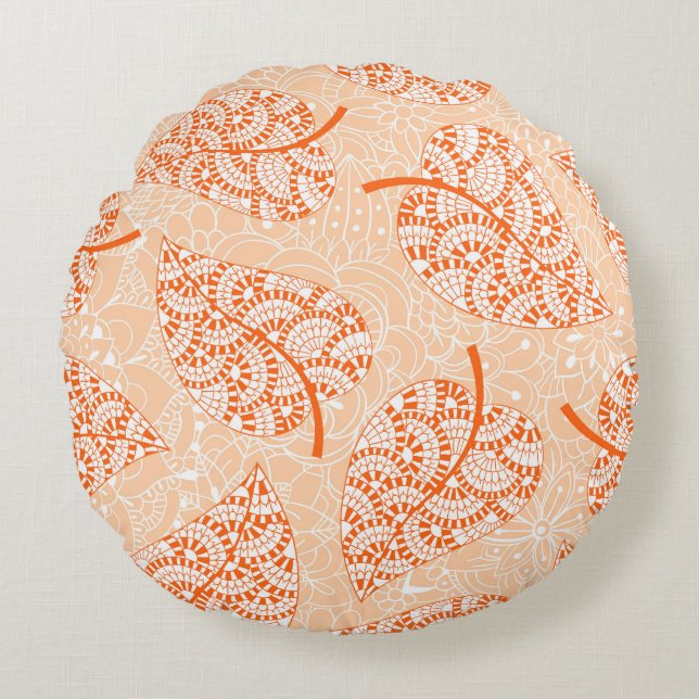 Autumn background. Leaf seamless patternbackground Round Pillow (Front)
