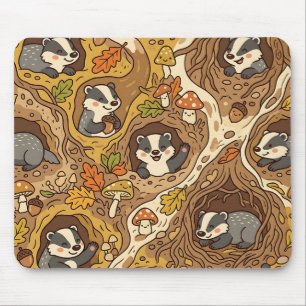 Autumn Badger Burrow Mousepad