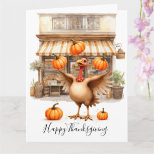 Autumn  Bakery with turkey and pumpkin Card