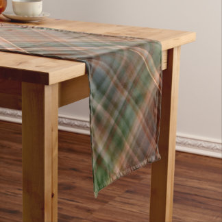Autumn Baldcypress Orange, Red, and Green Plaid Short Table Runner