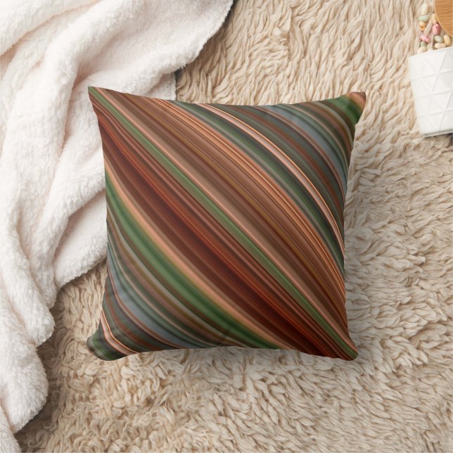 Autumn Baldcypress Rust, Peach, and Green Stripe Throw Pillow (Blanket)
