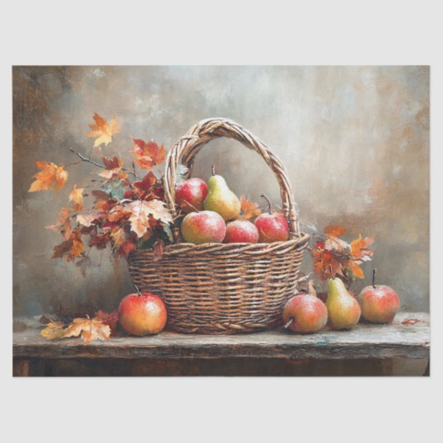 Autumn Basket of Fruits Tissue Paper (Front)