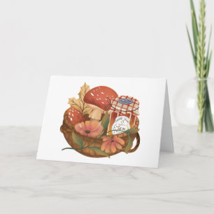Autumn Basket with Jam and Mushrooms Card