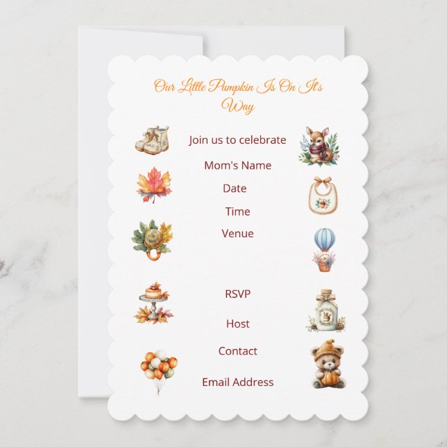Autumn Bay Shower Invitation. Invitation (Front)