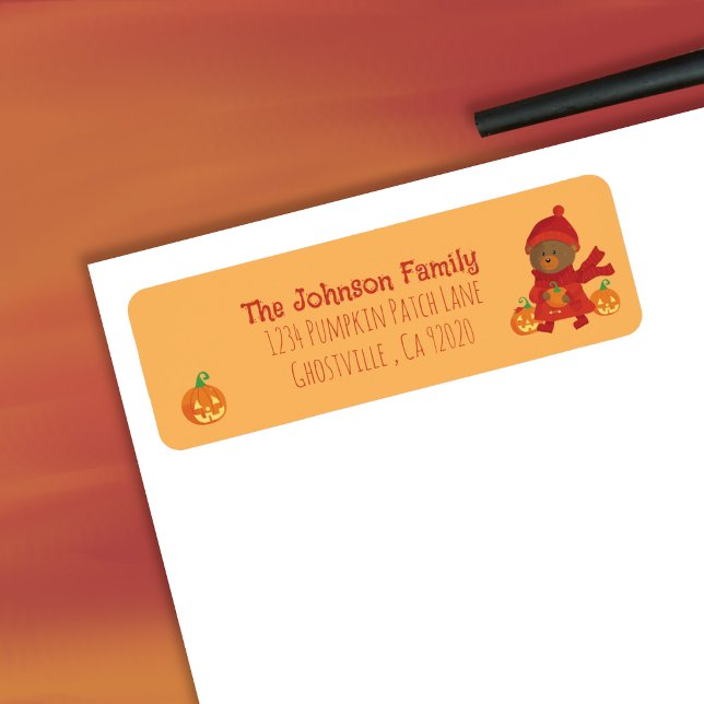 Autumn Bear Halloween Return Address Labels (Creator Uploaded)