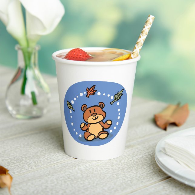 Autumn Bear with Falling Leaves  Paper Cups (Creator Uploaded)