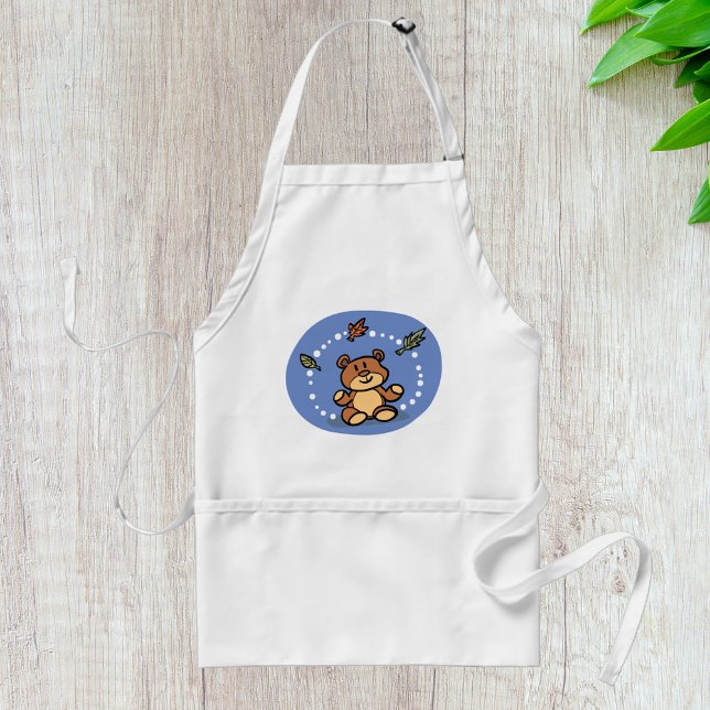 Autumn Bear with Falling Leaves  Standard Apron (Creator Uploaded)