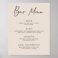Autumn Beige Simple Minimalist Bar Menu
