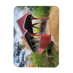 Autumn Belmont covered bridge NH Magnet