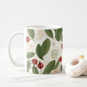 Autumn Berries and Botanical Leaves Pattern Coffee Mug