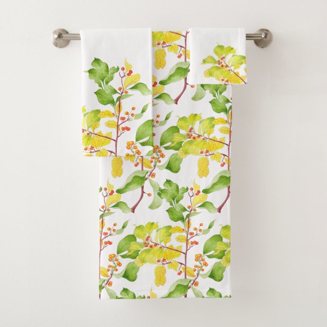 Autumn Berries on a Bathroom Towel Set (Insitu)