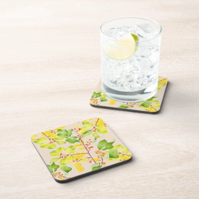 Autumn Berries on a Set of Coasters (Right Side)