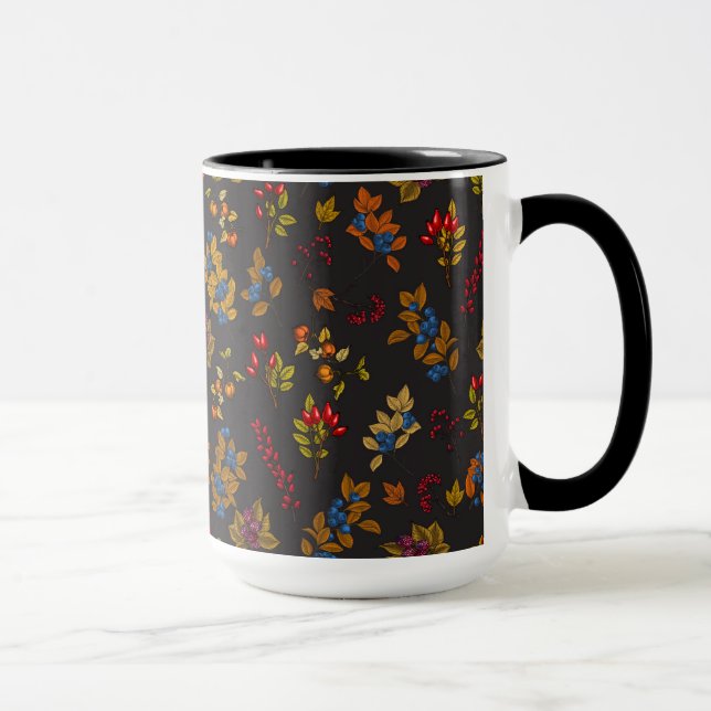 Autumn berries on chocolate brown 2 mug (Right)