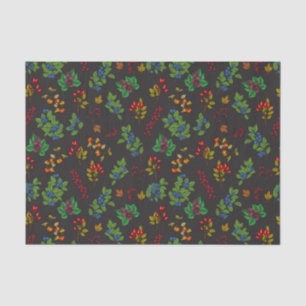 Autumn berries on chocolate brown tissue paper