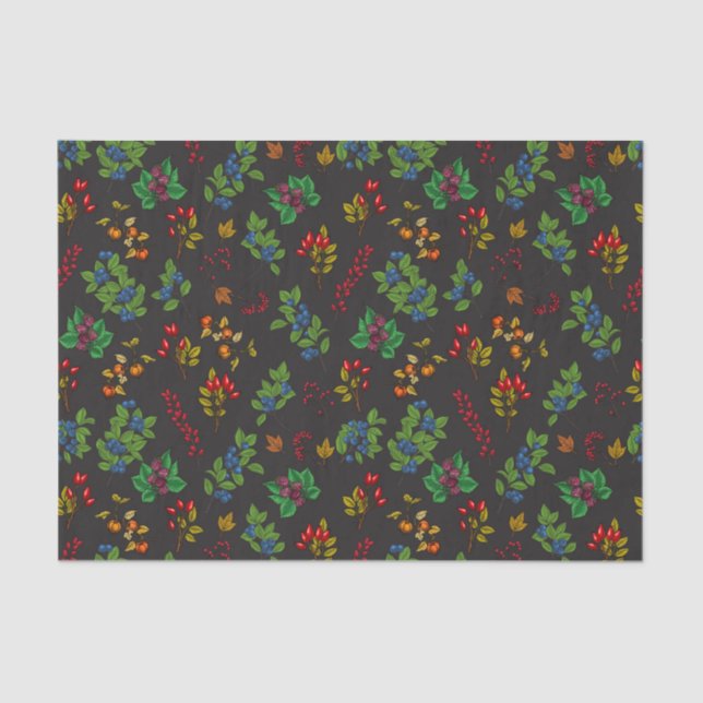 Autumn berries on chocolate brown tissue paper (Front)
