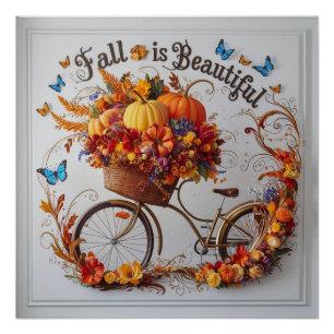 Autumn Bicycle Thanksgiving Blooms Wall Art