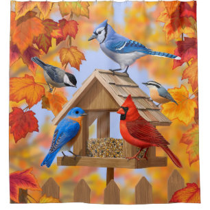 Autumn Bird Feeder Gathering