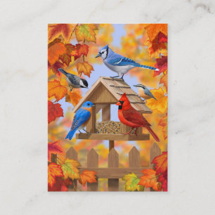 Autumn Bird Feeder Gathering Business Card
