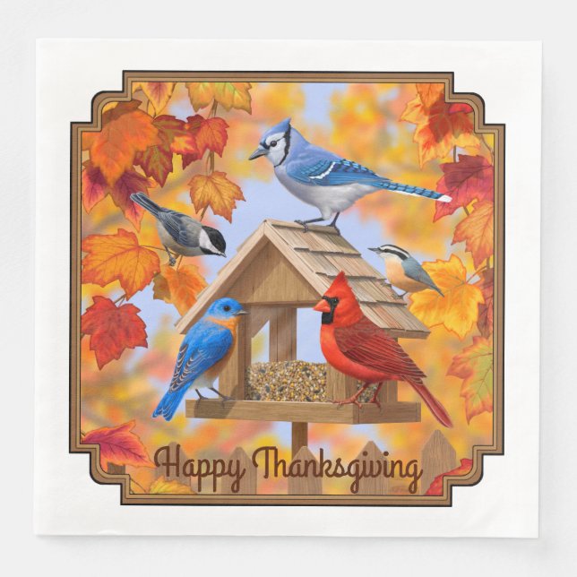 Autumn Bird Feeder Gathering Napkin (Front)