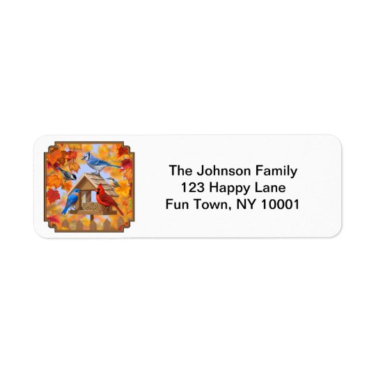 Autumn Bird Feeder Gathering Return Address Label
