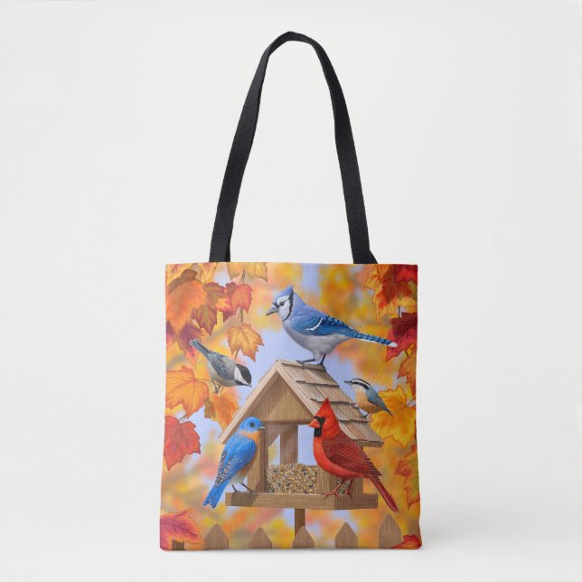 Autumn Bird Feeder Gathering Tote Bag (Front)