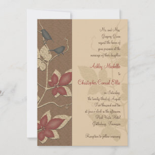 Autumn Birds and Leaves Wedding Invitation
