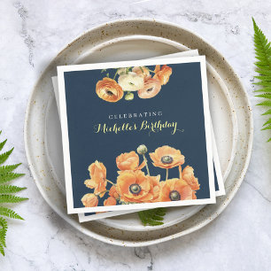 Autumn Birthday Party Fall Fete Orange Blossom Napkin