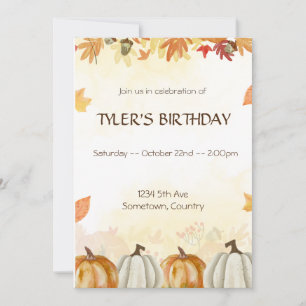 Autumn birthday party  invitation