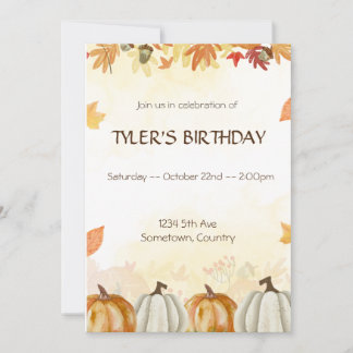 Autumn birthday party  invitation