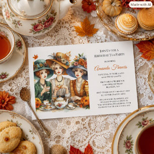 Autumn Birthday Tea Party  Invitation