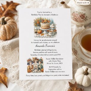 Autumn Birthday Tea Party Invitation  Flyer