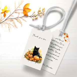 Autumn Black Cat & Pumpkins Gift Tags