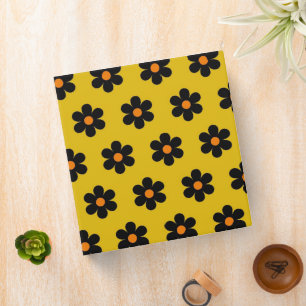 Autumn Black Mustard Flower Pattern  Binder