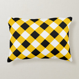 Autumn Black Yellow and White Pattern Accent Pillow