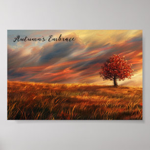 Autumn Blaze: A Lone Tree in the Meadow Poster