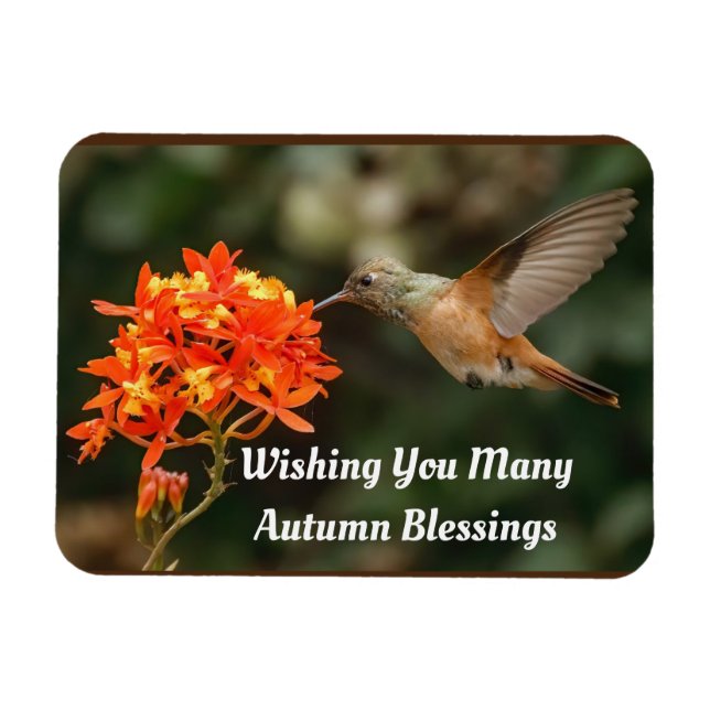 Autumn Blessings Hummingbird Flexible Magnet (Horizontal)