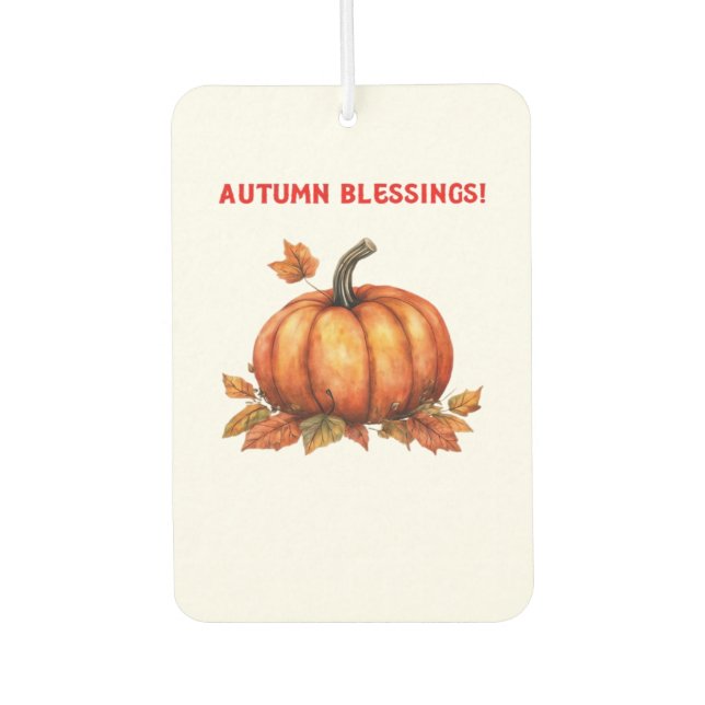 Autumn Blessings Pumpkin with Fall Leaves Classic  Air Freshener (Front)